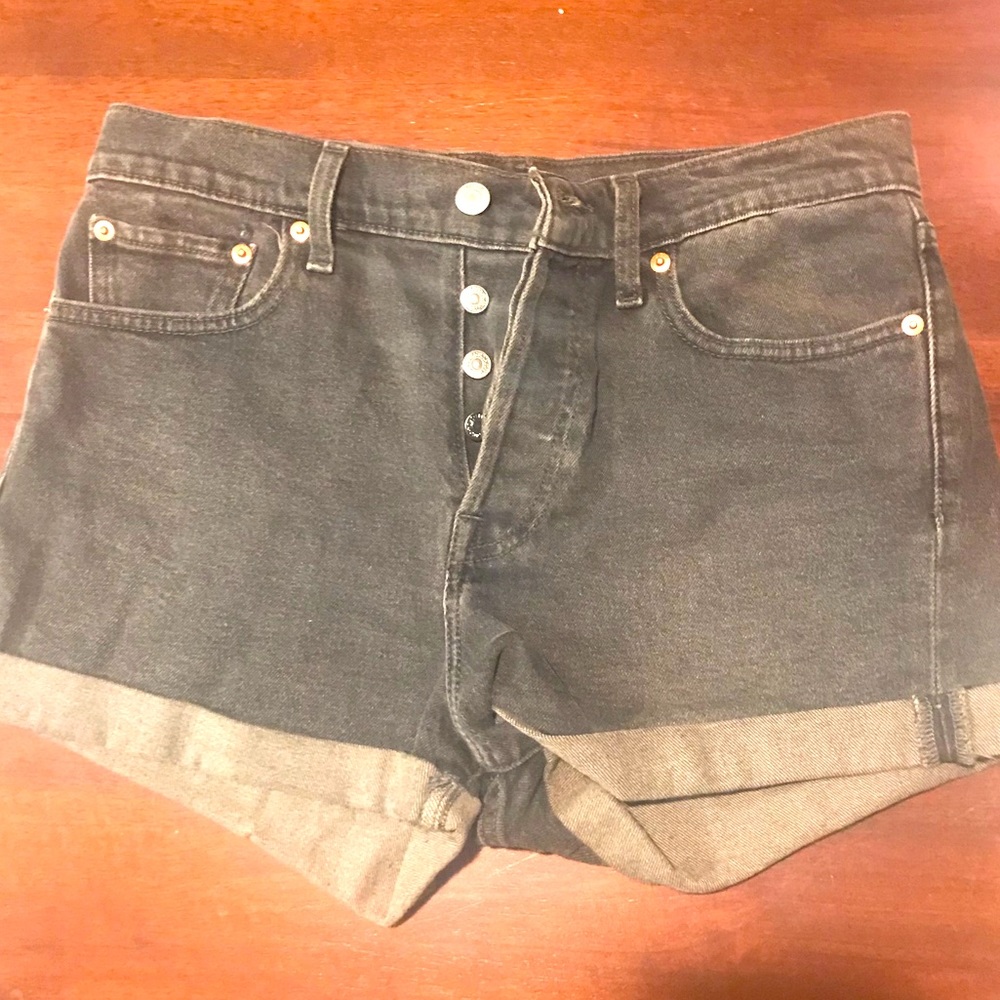 Levi’s High Waisted Black Jean Shorts